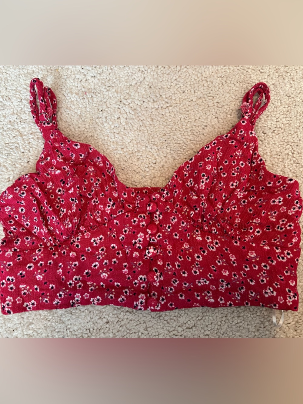 Princess Polly Red Floral Crop Top with Adjustable Straps